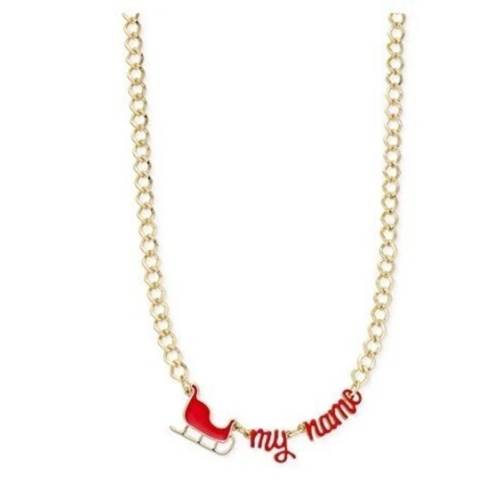 NWT Celebrate Shop Christmas ‘Sleigh My Name’ Gold Tone & Red Necklace